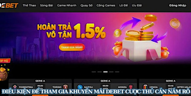 Cược thủ cần nắm rõ các quy tắc và điều kiện nhận khuyến mãi Debet