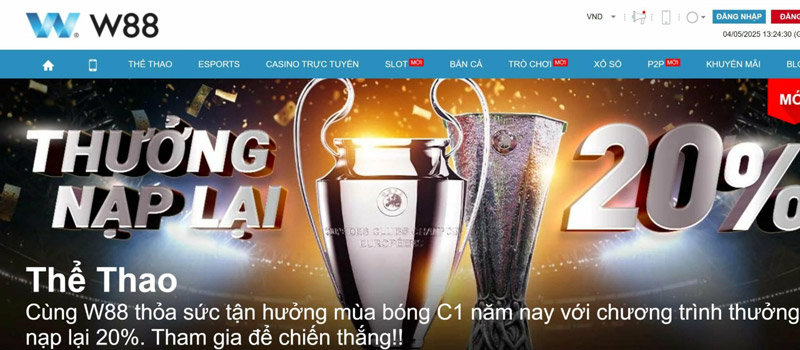 Thưởng nạp thể thao W88 khi cá cược hằng ngày