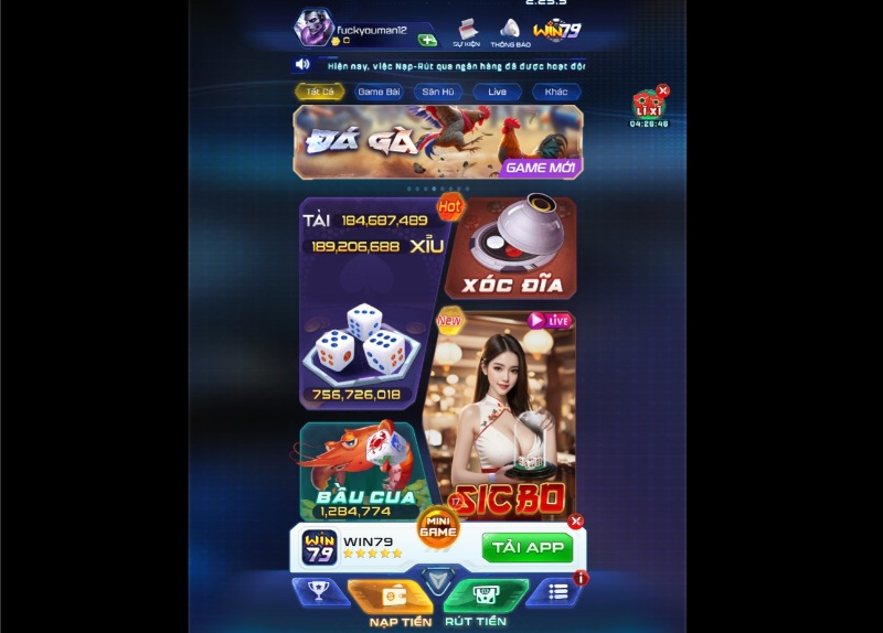 Rút tiền Win79