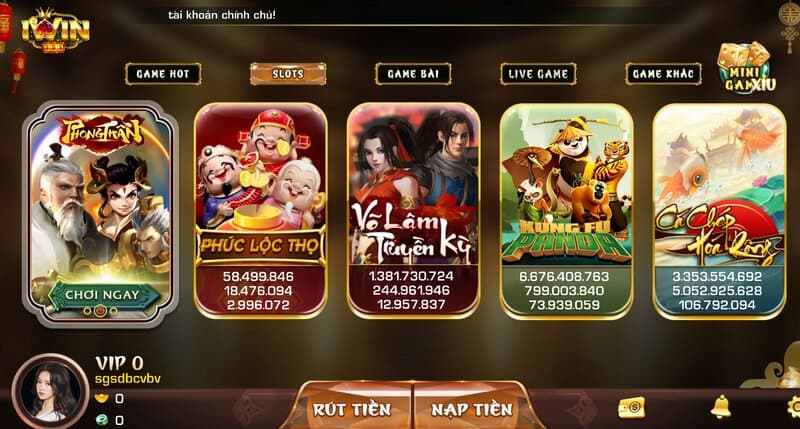 Iwin nổi bật với sảnh nổ hũ