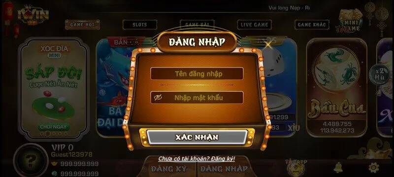 đăng nhập tài khoản iWin đơn giản